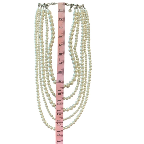 Elegant Multi-Strand Faux Pearl Necklace - Picture 9 of 12